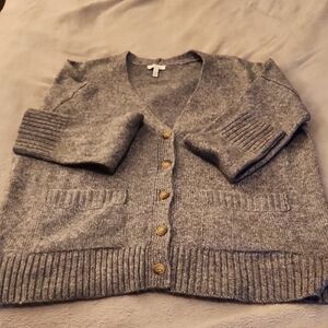 Ella Moss Gray Button-Front V-Neck Cardigan